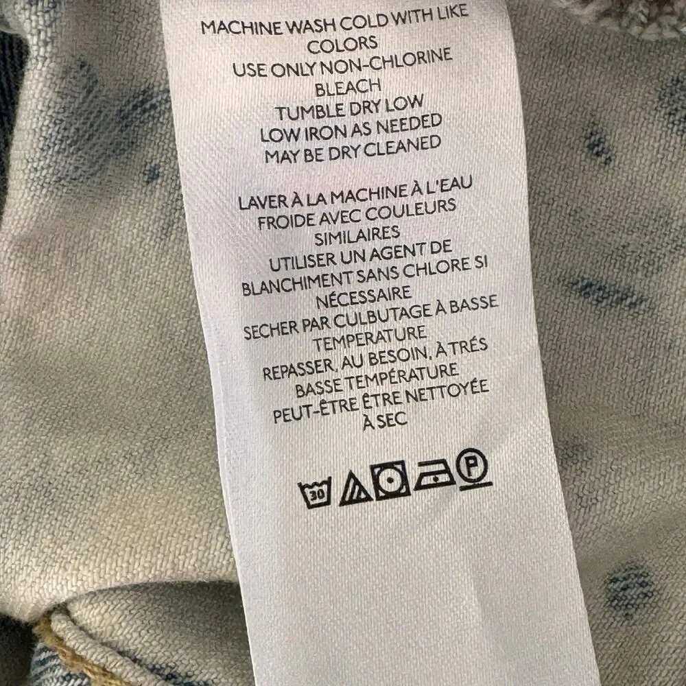 Free People Small Rumors Jean Jacket Button-Up Jones Tie-Dye Long Sleeve Pockets